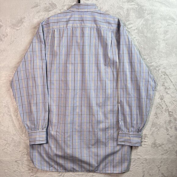 Turnbull & Asser Bespoke Mens Dress Shirt XL?*READ Blue Plaid Button Down - Picture 14 of 16